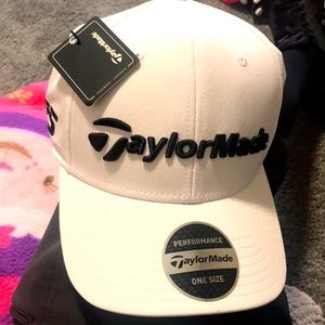 White ,black n red Taylor made performance one size fits all hat